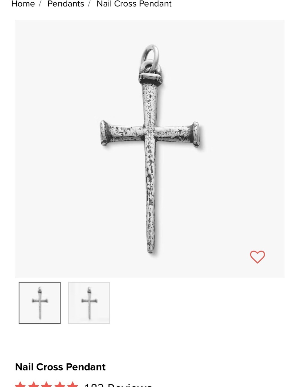 James Avery Silver Nail Cross Pendant